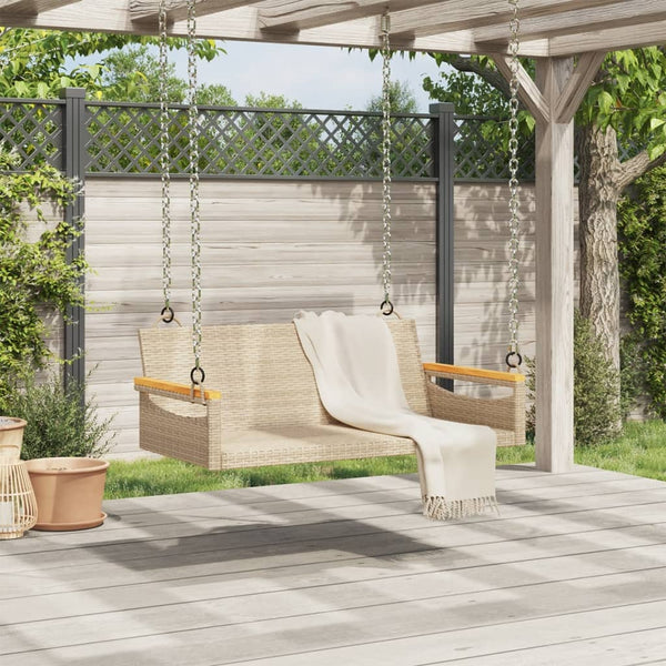 Beige Hängebank aus Polyrattan