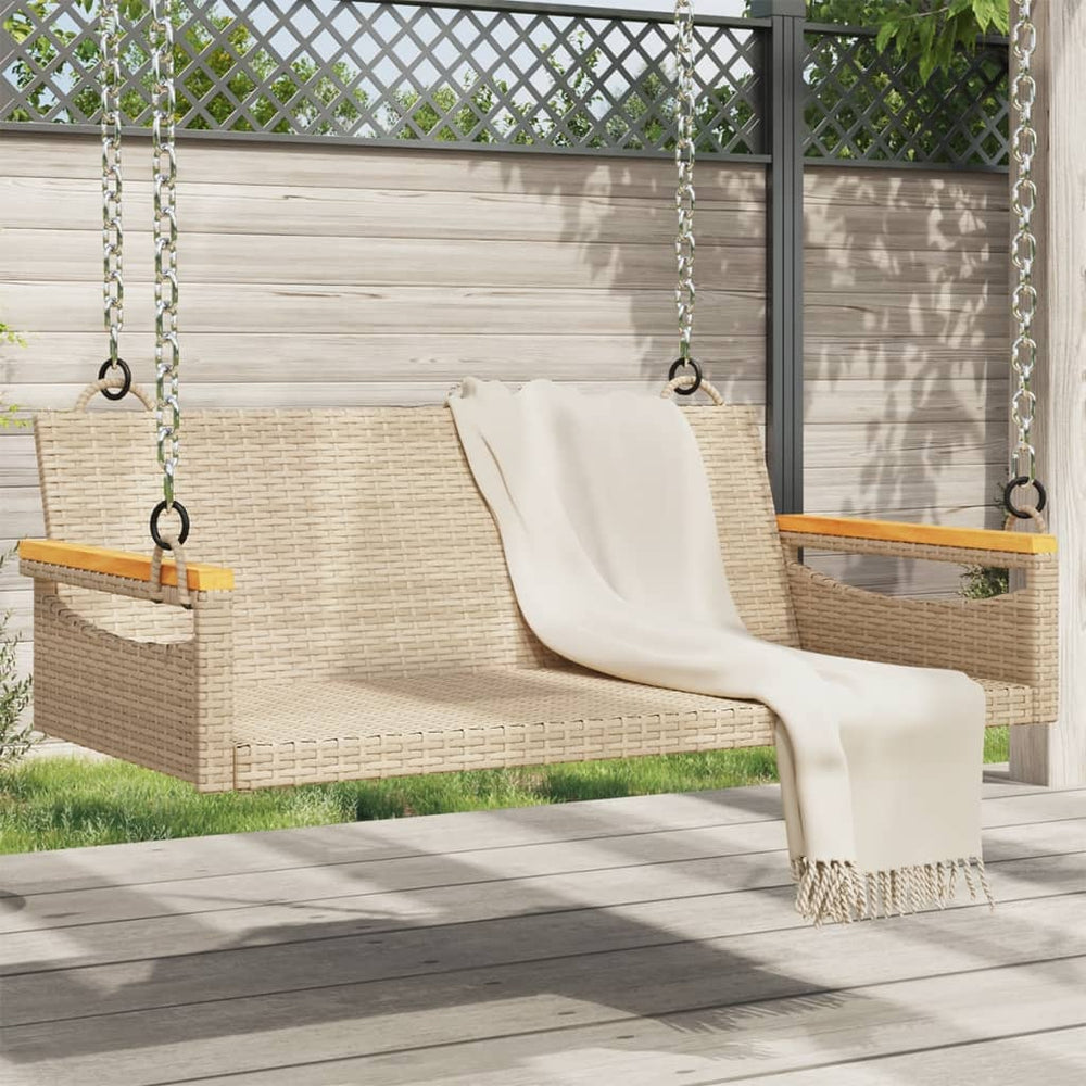 Beige Hängebank aus Polyrattan