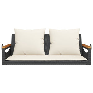 Hängebank Schwarz mit Kissen 109cm Poly Rattan