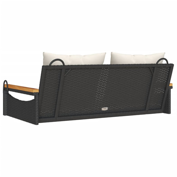 Hängebank Schwarz mit Kissen 109cm Poly Rattan