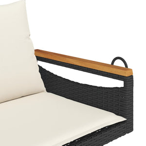Hängebank Schwarz mit Kissen 109cm Poly Rattan