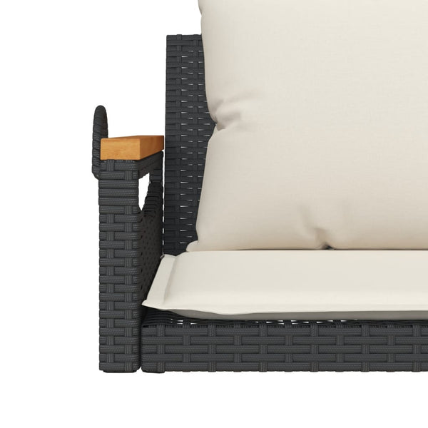 Hängebank Schwarz mit Kissen 109cm Poly Rattan