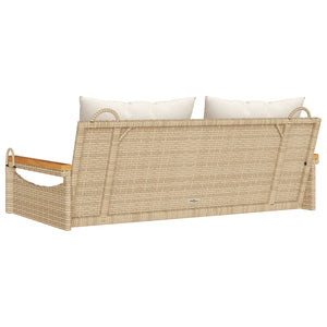 Hängebank Beige mit Kissen Poly Rattan