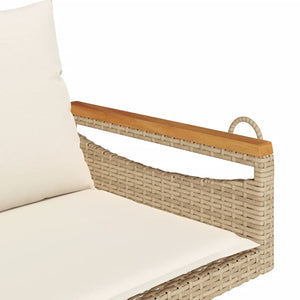 Hängebank Beige mit Kissen Poly Rattan