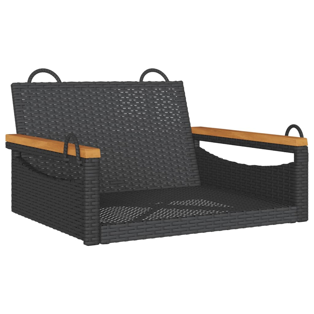 Schwarzer Hängesessel aus Poly Rattan