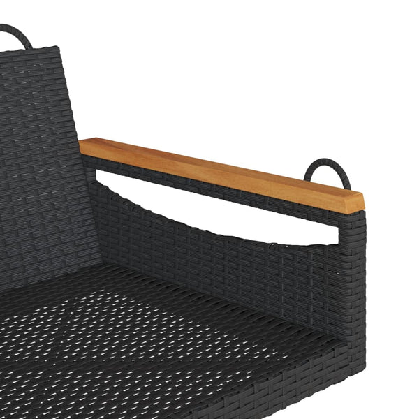 Schwarzer Hängesessel aus Poly Rattan