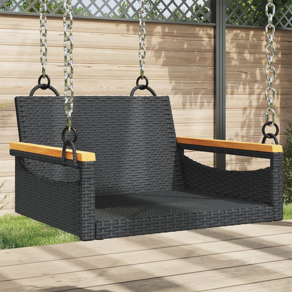 Schwarzer Hängesessel aus Poly Rattan