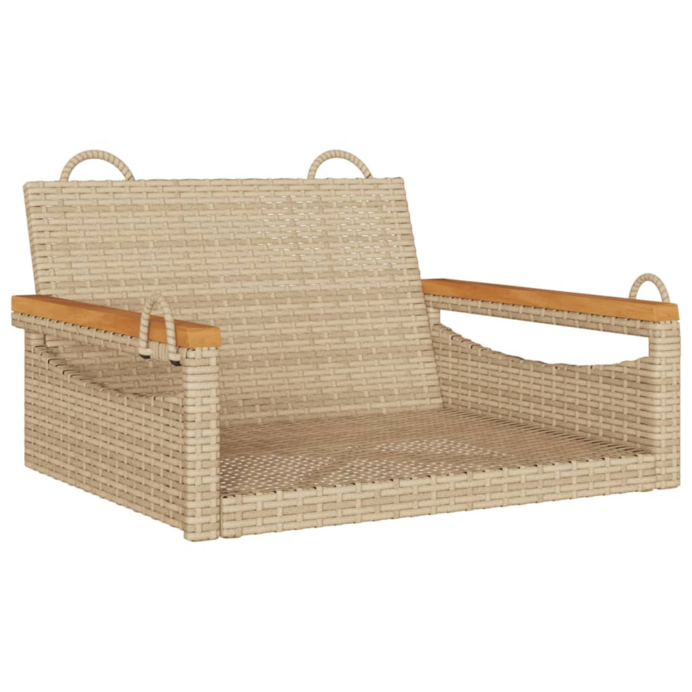 Beige Hängesessel aus Poly Rattan
