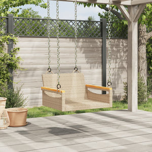 Beige Hängesessel aus Poly Rattan