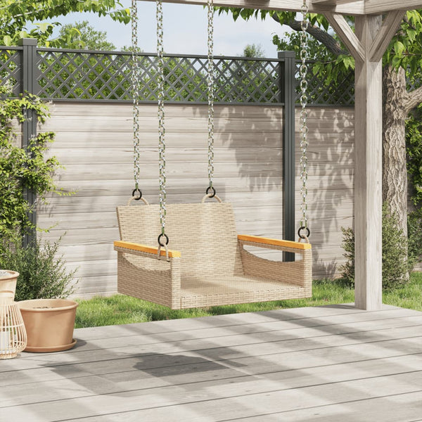Beige Hängesessel aus Poly Rattan