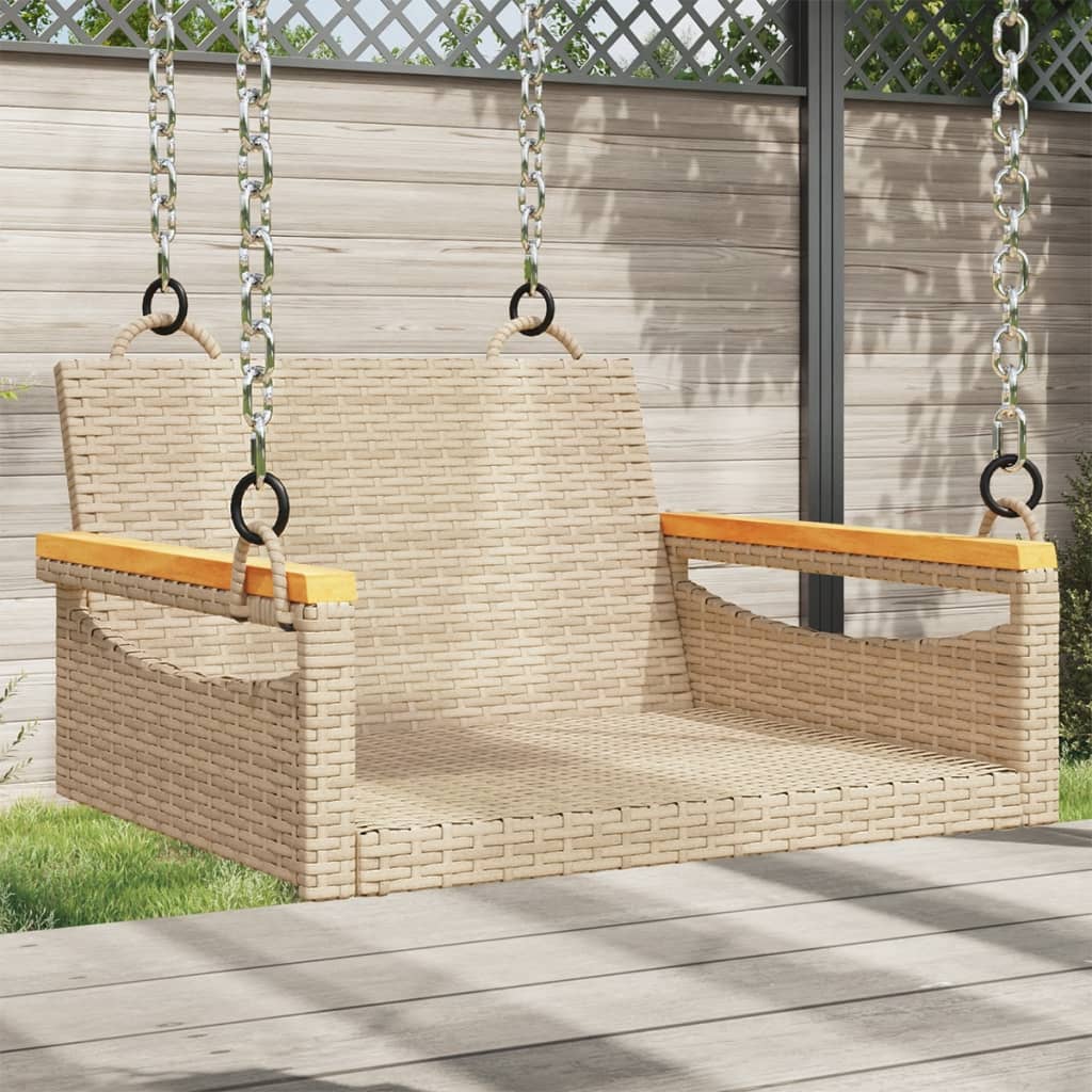 Beige Hängesessel aus Poly Rattan