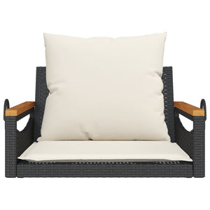Hängesessel Schwarz mit Kissen Poly Rattan