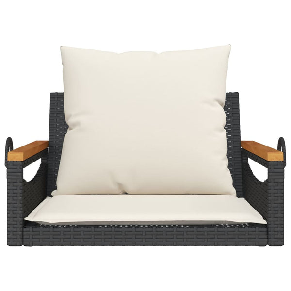 Hängesessel Schwarz mit Kissen Poly Rattan