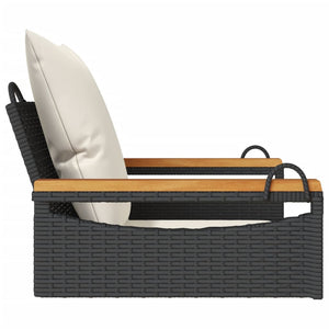 Hängesessel Schwarz mit Kissen Poly Rattan