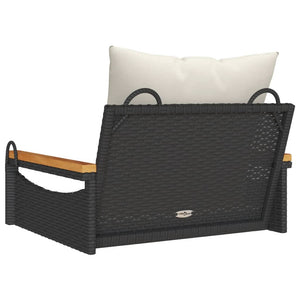 Hängesessel Schwarz mit Kissen Poly Rattan