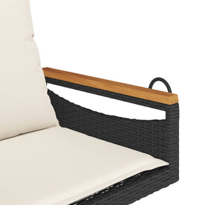 Hängesessel Schwarz mit Kissen Poly Rattan