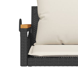 Hängesessel Schwarz mit Kissen Poly Rattan