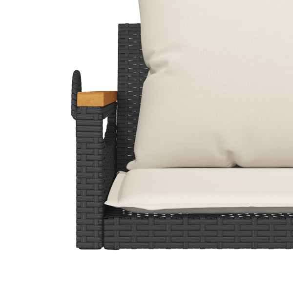 Hängesessel Schwarz mit Kissen Poly Rattan