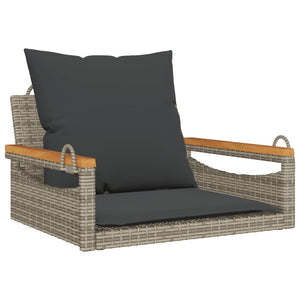 Hängesessel Grau mit Kissen Poly Rattan