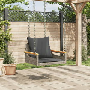 Hängesessel Grau mit Kissen Poly Rattan