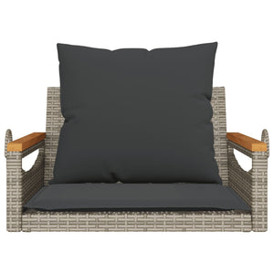 Hängesessel Grau mit Kissen Poly Rattan