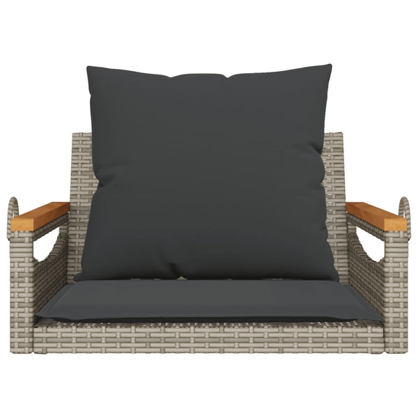 Hängesessel Grau mit Kissen Poly Rattan
