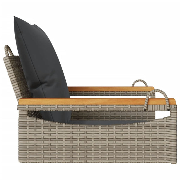 Hängesessel Grau mit Kissen Poly Rattan