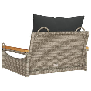Hängesessel Grau mit Kissen Poly Rattan