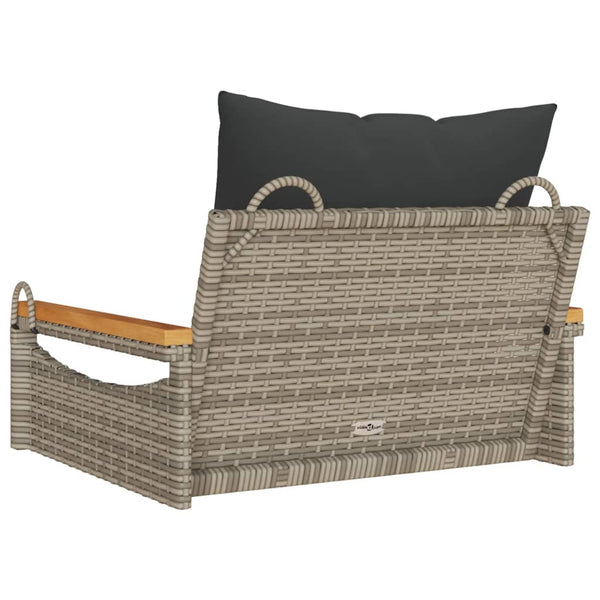 Hängesessel Grau mit Kissen Poly Rattan
