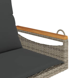 Hängesessel Grau mit Kissen Poly Rattan