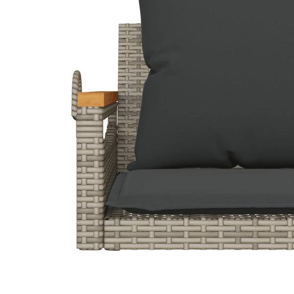 Hängesessel Grau mit Kissen Poly Rattan
