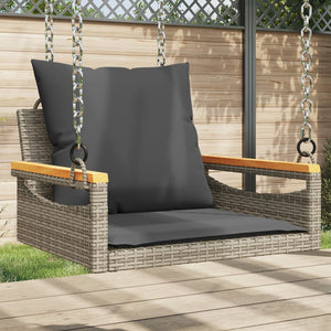 Hängesessel Grau mit Kissen Poly Rattan