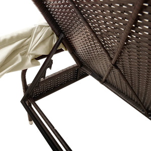 Sonnenliege mit Dach & Tisch Braun Rattan