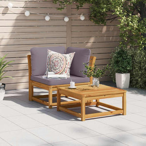 Garten Ecksofa Akazie mit Kissen 73x73 cm