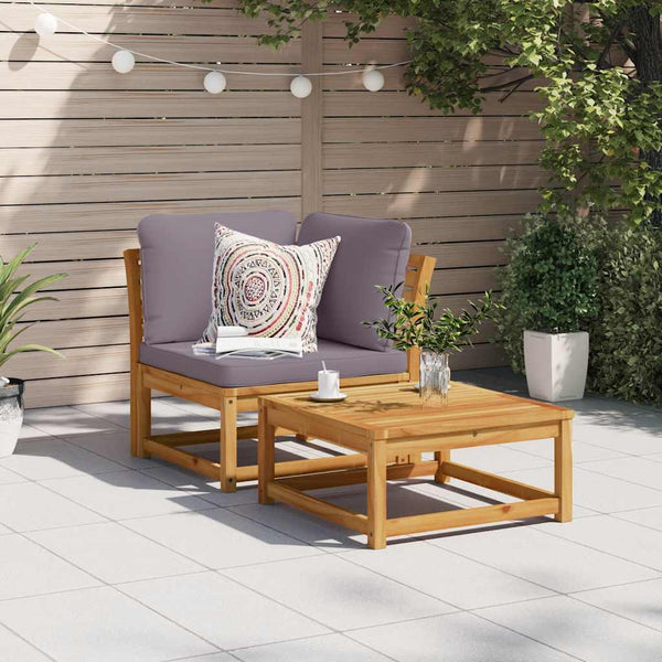 Garten Ecksofa Akazie mit Kissen 73x73 cm