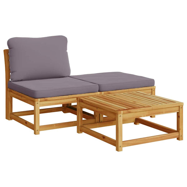 3-tlg. Garten-Lounge-Set mit Kissen Massivholz Akazie