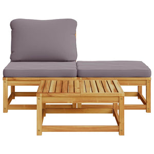 3-tlg. Garten-Lounge-Set mit Kissen Massivholz Akazie