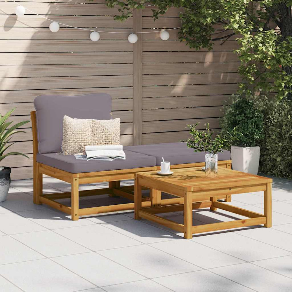 3-tlg. Garten-Lounge-Set mit Kissen Massivholz Akazie