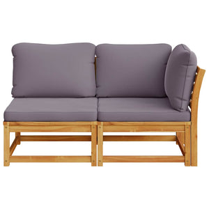2-tlg. Garten-Lounge-Set mit Kissen Massivholz Akazie