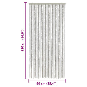 Fliegenvorhang Chenille Hellgrau/Weiß 90x220 cm