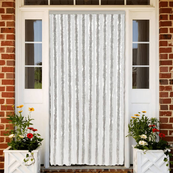 Fliegenvorhang Chenille Hellgrau/Weiß 90x220 cm