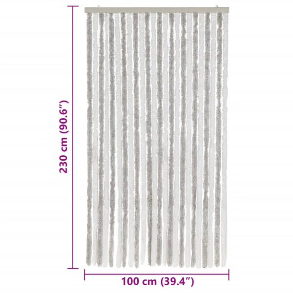 Chenille Fliegenvorhang Hellgrau/Weiß 100x230cm