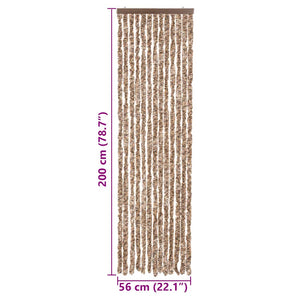 Chenille Fliegenvorhang Beige/Dunkelbraun 56x200 cm