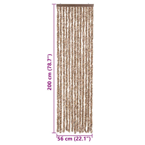 Chenille Fliegenvorhang Beige/Dunkelbraun 56x200 cm