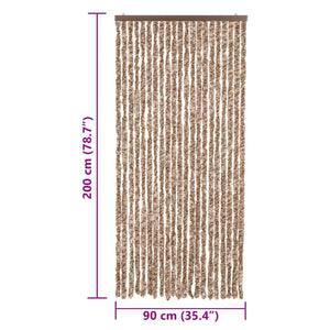 Chenille Fliegenvorhang Beige/Braun 90x200cm