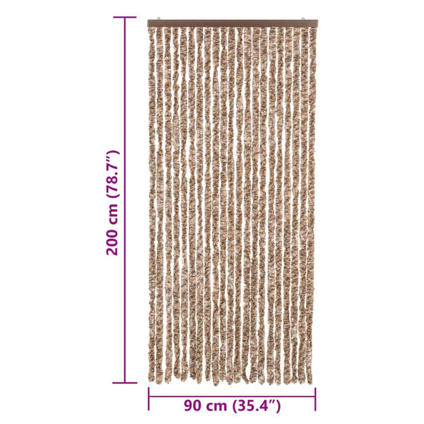Chenille Fliegenvorhang Beige/Braun 90x200cm