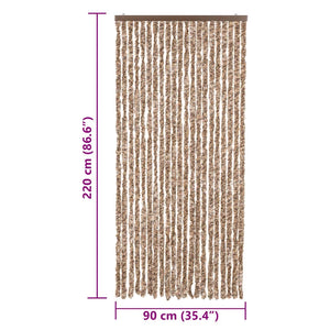 Chenille Fliegenvorhang Beige/Braun 90x220cm