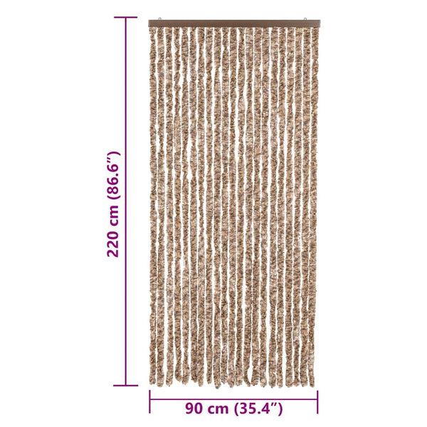 Chenille Fliegenvorhang Beige/Braun 90x220cm