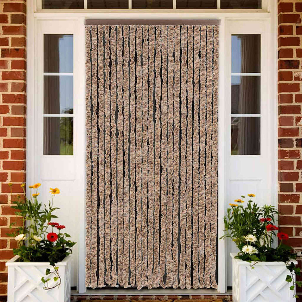 Chenille Fliegenvorhang Beige/Braun 90x220cm