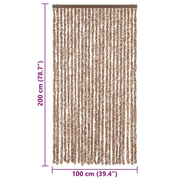 Chenille Fliegenvorhang Beige/Braun 100x200 cm